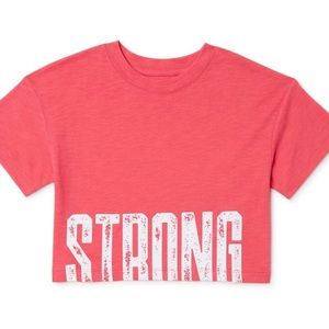 ATHLETIC WORKS Cropped Top Size 10-12 Large Girls Coral STRONG New